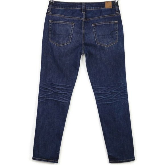 American Eagle Slouchy Cropped Jeans Stretch Dark 2 - Picture 2 of 12